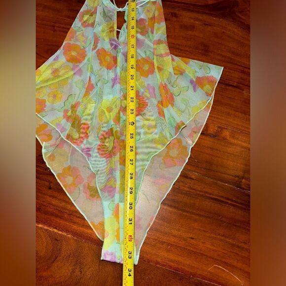 Savage X Fenty Free Spirit Floral Mesh Teddy Orange Size Medium - Picture 9 of 16